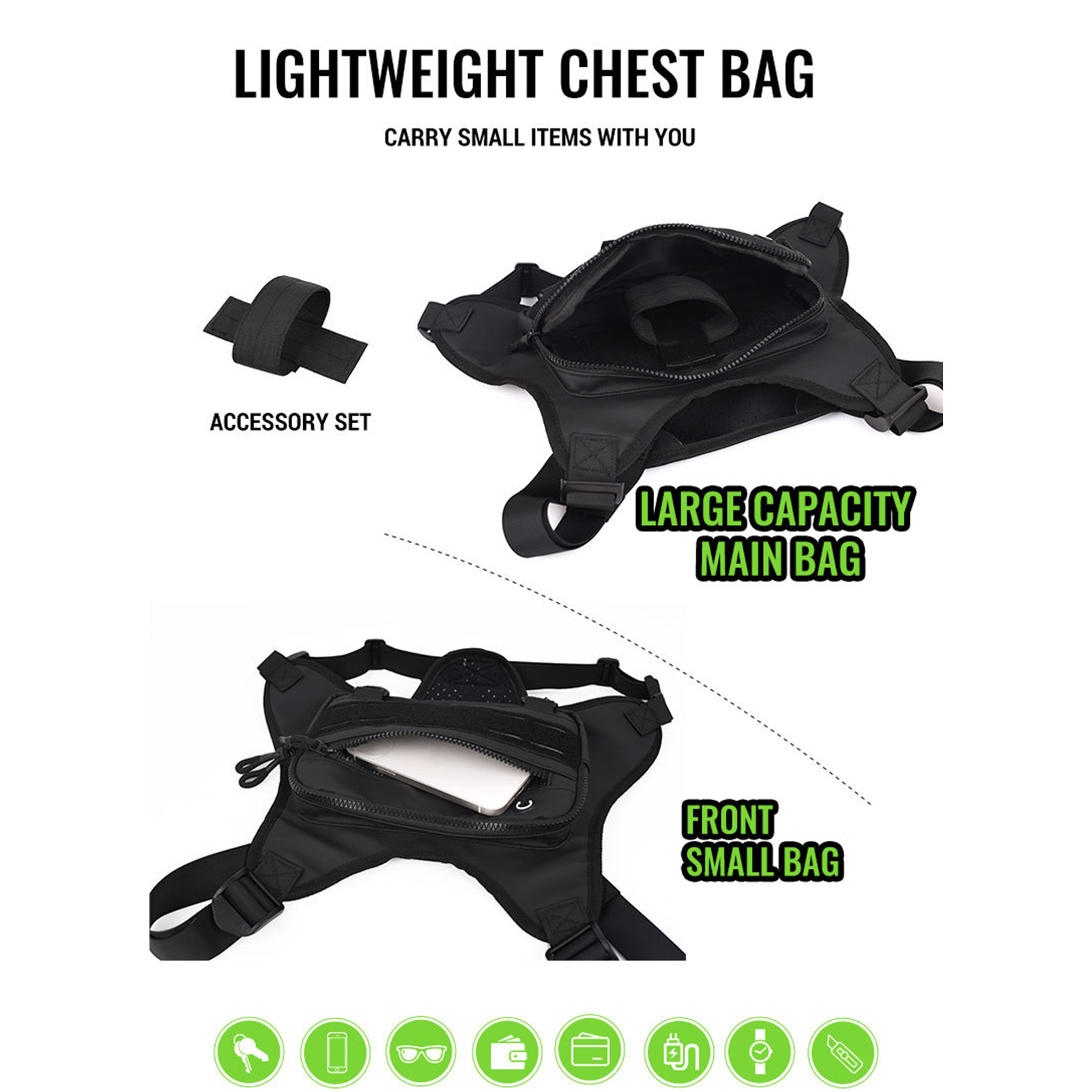 Edc Carry Bag For Men - Men’s Outdoor EDC Chest Pack Carry