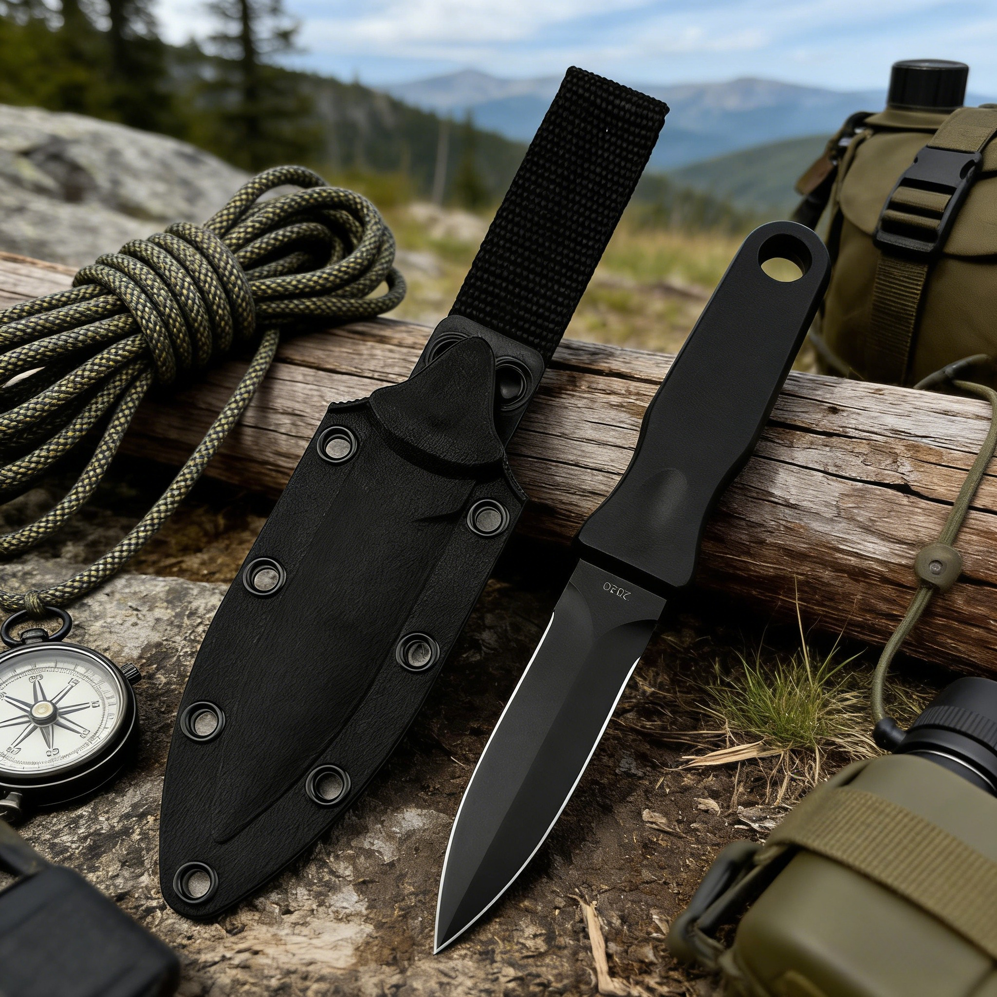 Edc Gear Every Day Carry - Multi-Function Fixed Blade Knife 8Cr13MoV Steel