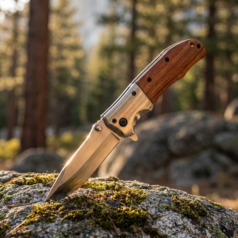 Edc Every Day Carry おもちゃ - DA51 Portable Wooden Handle Folding Knife