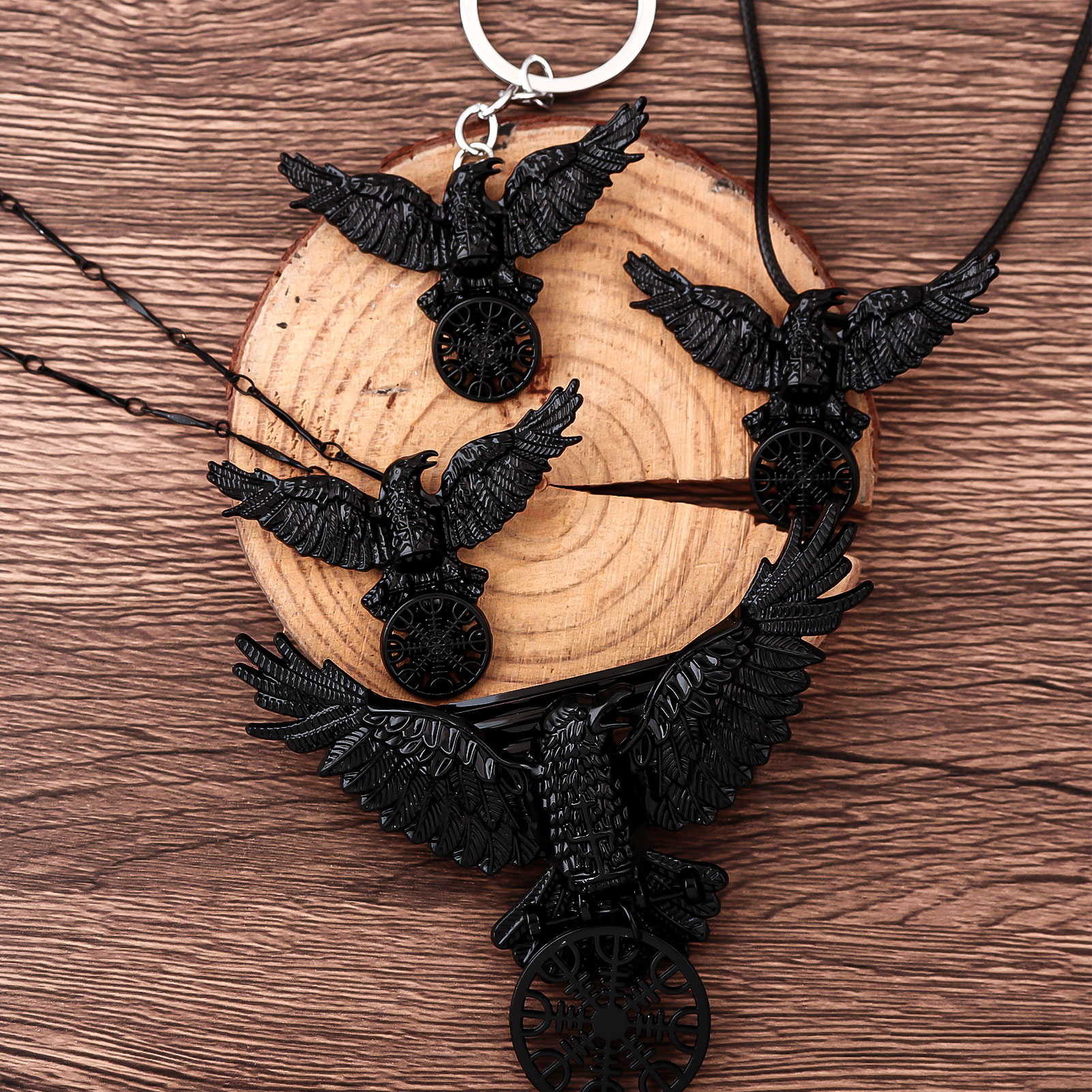 Vintage Viking Black Crow Neck - Compass Keychain Mini incelemesi ve fiyatı
