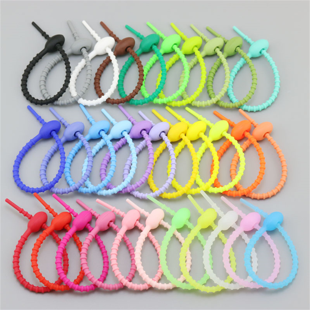 10Pcs/Lot Multi Color Silicone - Gear Tie Reusable incelemesi ve fiyatı