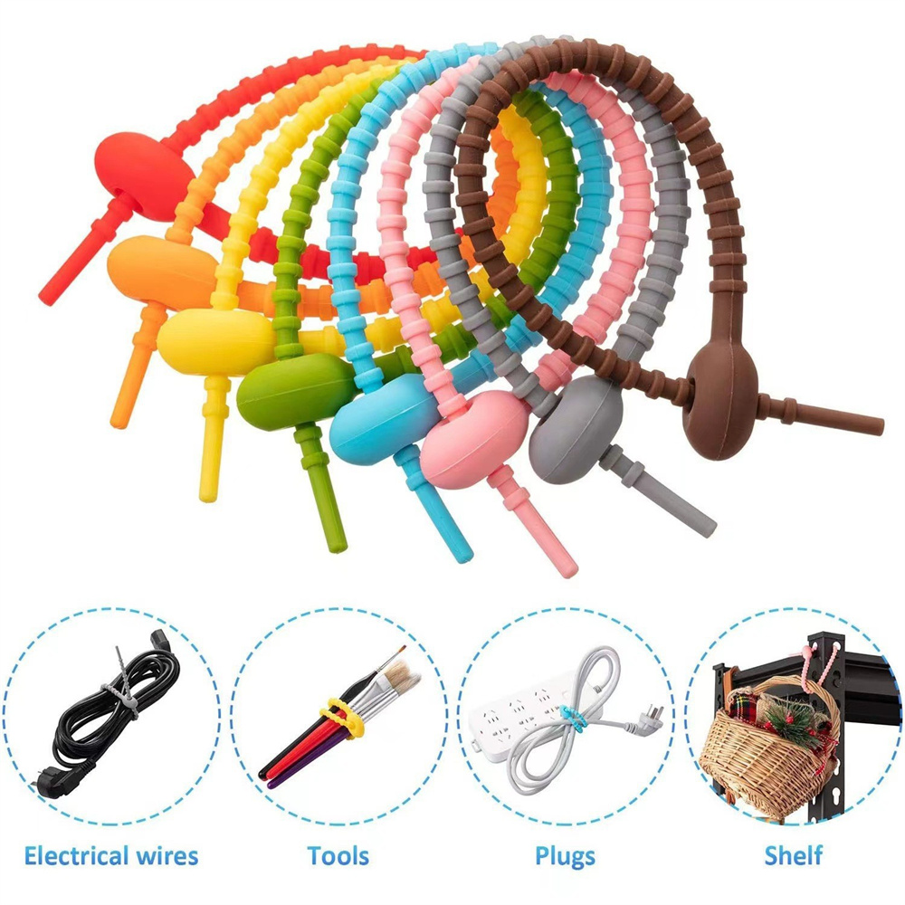 10Pcs/Lot Multi Color Silicone - Gear Tie Reusable incelemesi ve fiyatı