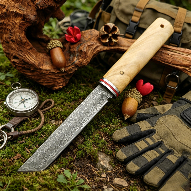 Portable Knife Damascus Blade  - Edc Pocket Carry Fixed Blade incelemesi ve fiyatı