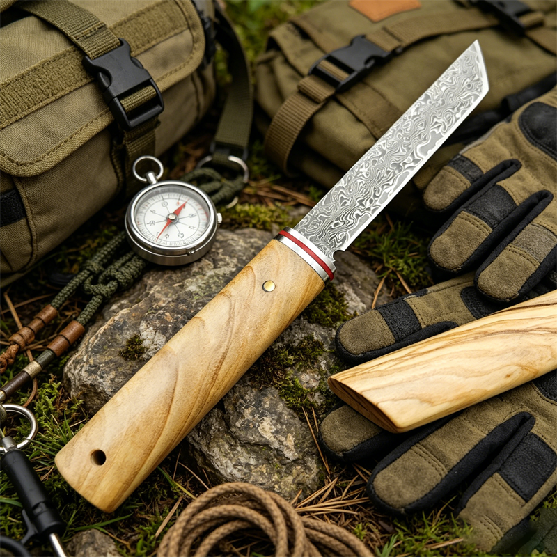 Portable Knife Damascus Blade  - Edc Pocket Carry Fixed Blade incelemesi ve fiyatı